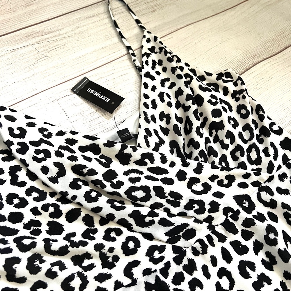 Express V-Neck Animal Print Mini Dress - Picture 4 of 16